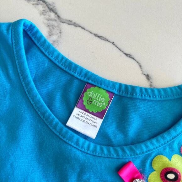 Dolly and Me Blue Floral T-Shirt - Girls Size 8 - Picture 5 of 5